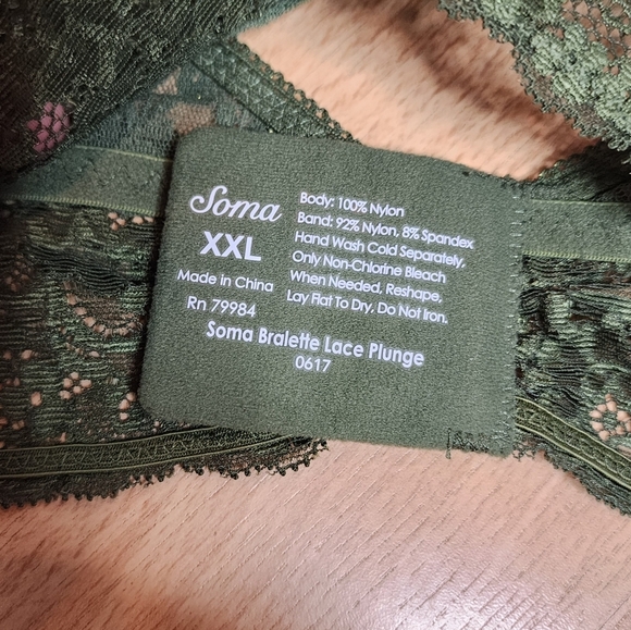 NWT Soma Green Bralette Lace Plunge Size XXL - Picture 12 of 16